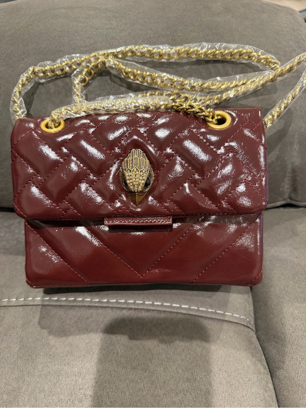 New Kurt geiger inspired Quilted Shoulder Bag in Deep Burgundy 9 in by 6.5 in - Picture 5 of 6